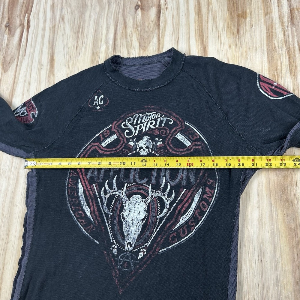 Vintage Affliction Men's Large Reversible Thermal Waffle Black Grunge Graphic - Picture 9 of 11